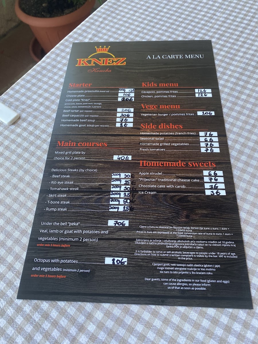 Menu - Konoba Knez | Country Home photo 3